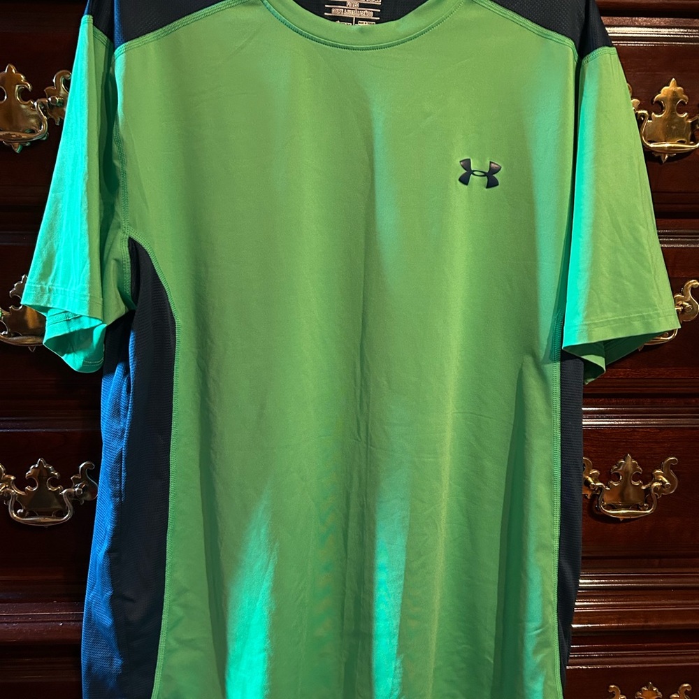 Under Armour Men's Vibrant Green/Navy S/S Shirt, Size XL